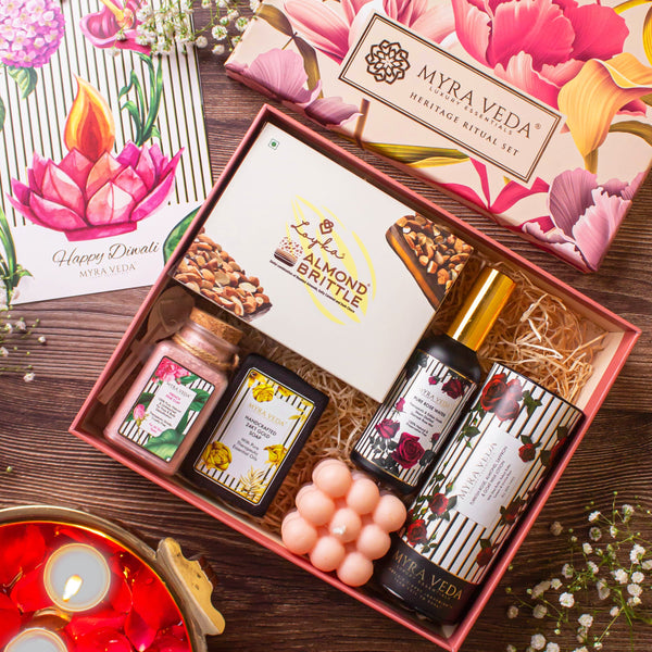Myra Veda's Limited-Edition LARGE DIWALI LUXURY ESCAPE' Heritage Hamper - Ensemble of 4