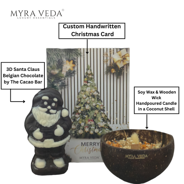 Myra Veda's LIMITED-EDITION Christmas Soy Wax Candle & Santa Claus Chocolate Gift Box