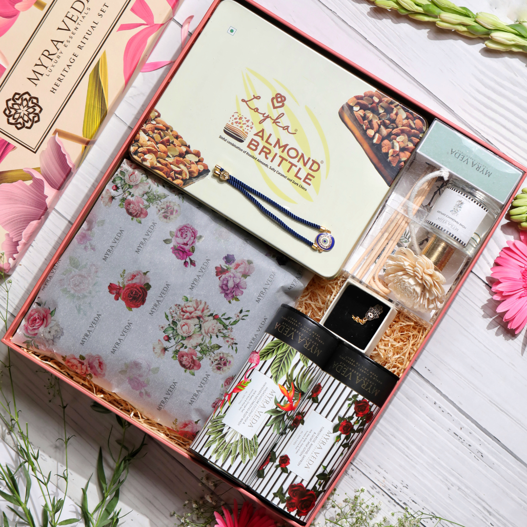 EXTRA-LARGE #MYRAkhi TREASURE TROVE GIFT HAMPER for Bhai-Bhabhi  - PACK OF 6